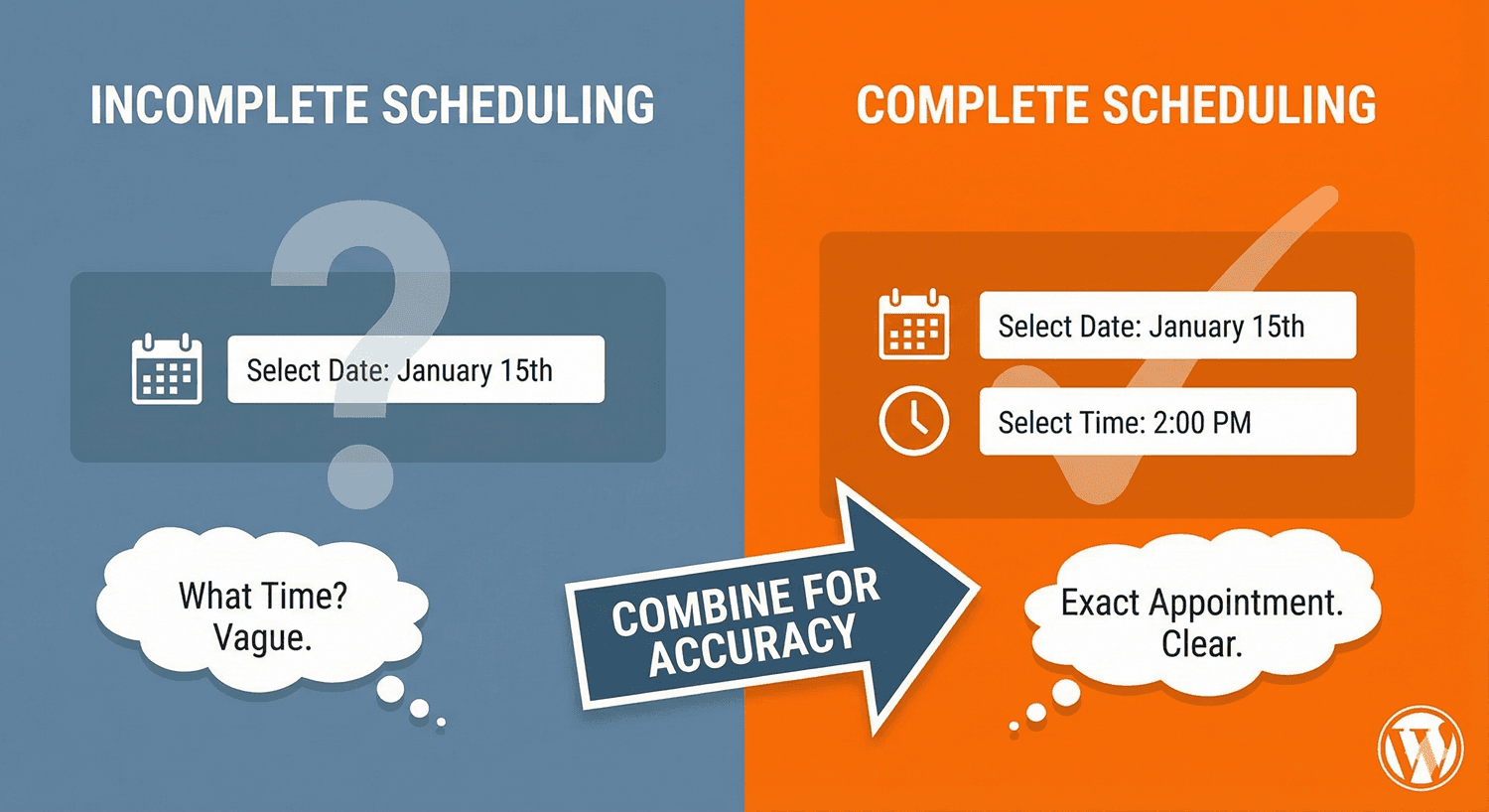 A scheduling form combining a date picker and a time slot selector