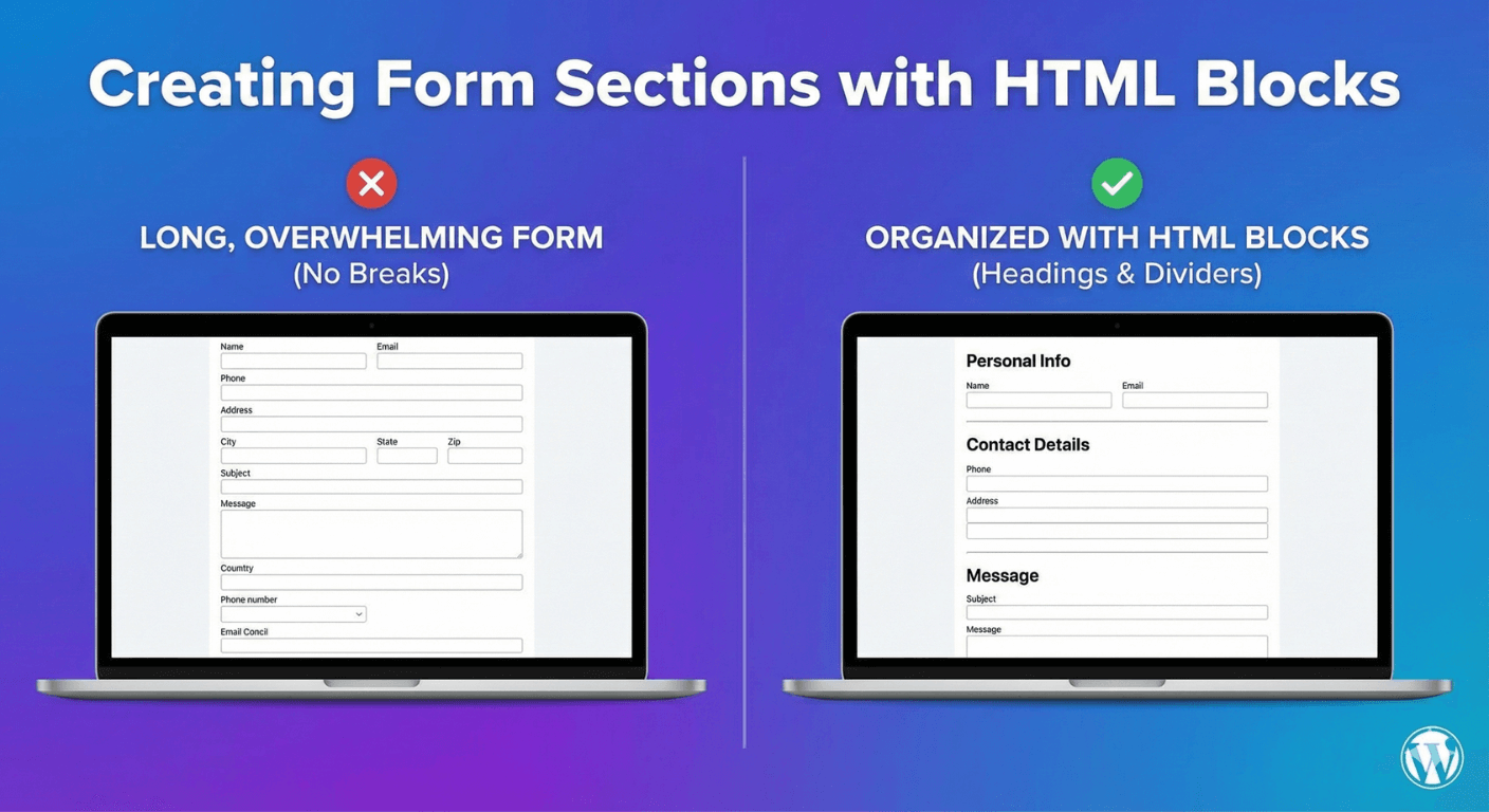 A long form organized into clear sections with headings and dividers