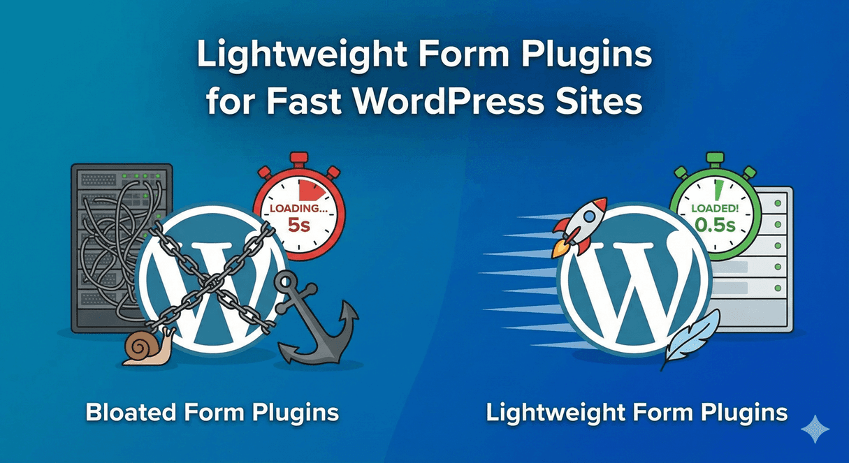 A fast-loading WordPress form on a performance dashboard